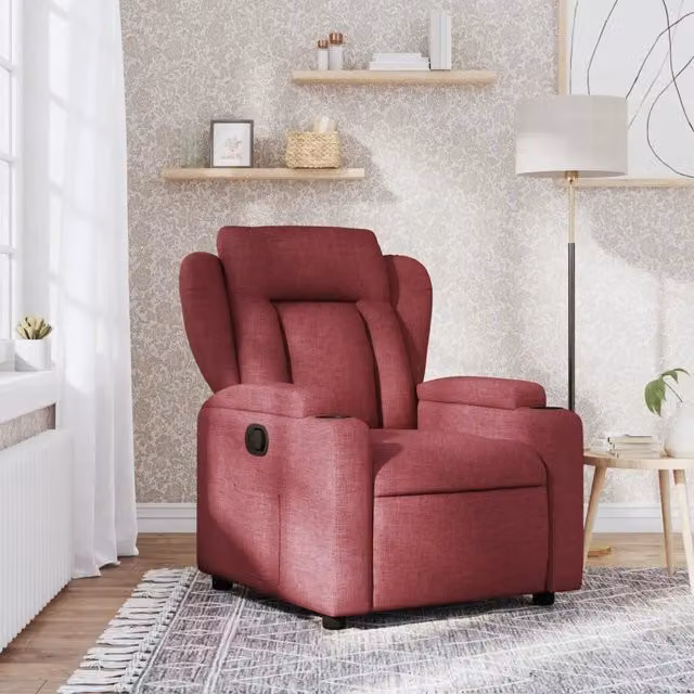 Divano Sedia-Poltrona Reclinabile in Tessuto Rosso Vino 333029