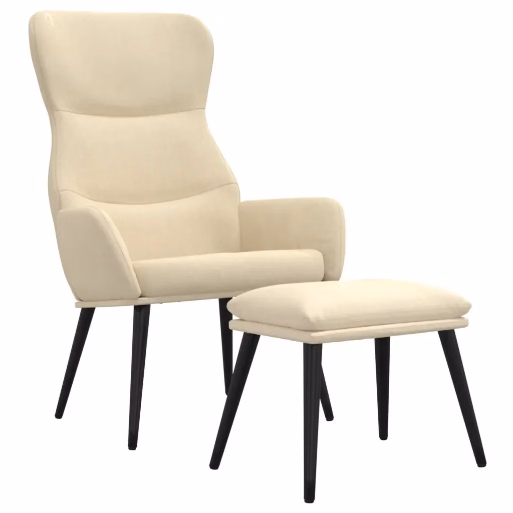 Poltrona Relax con Poggiapiedi vidaXL in Tessuto Beige con Struttura in Metallo e Imbottitura in Schiuma – 2