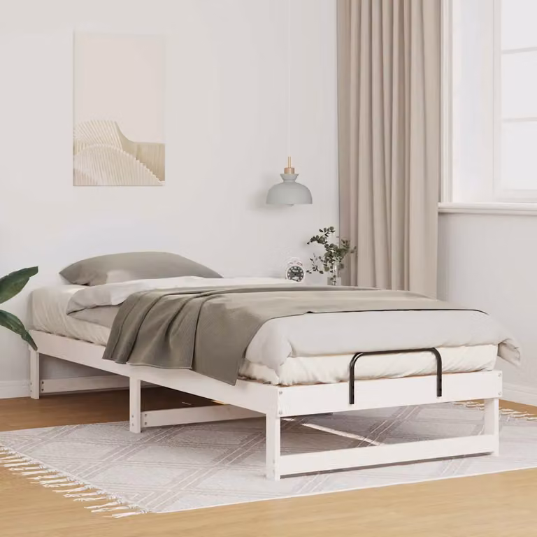 Struttura del letto moderna vidaXL in pino massello bianco L 220 cm x L 90 cm