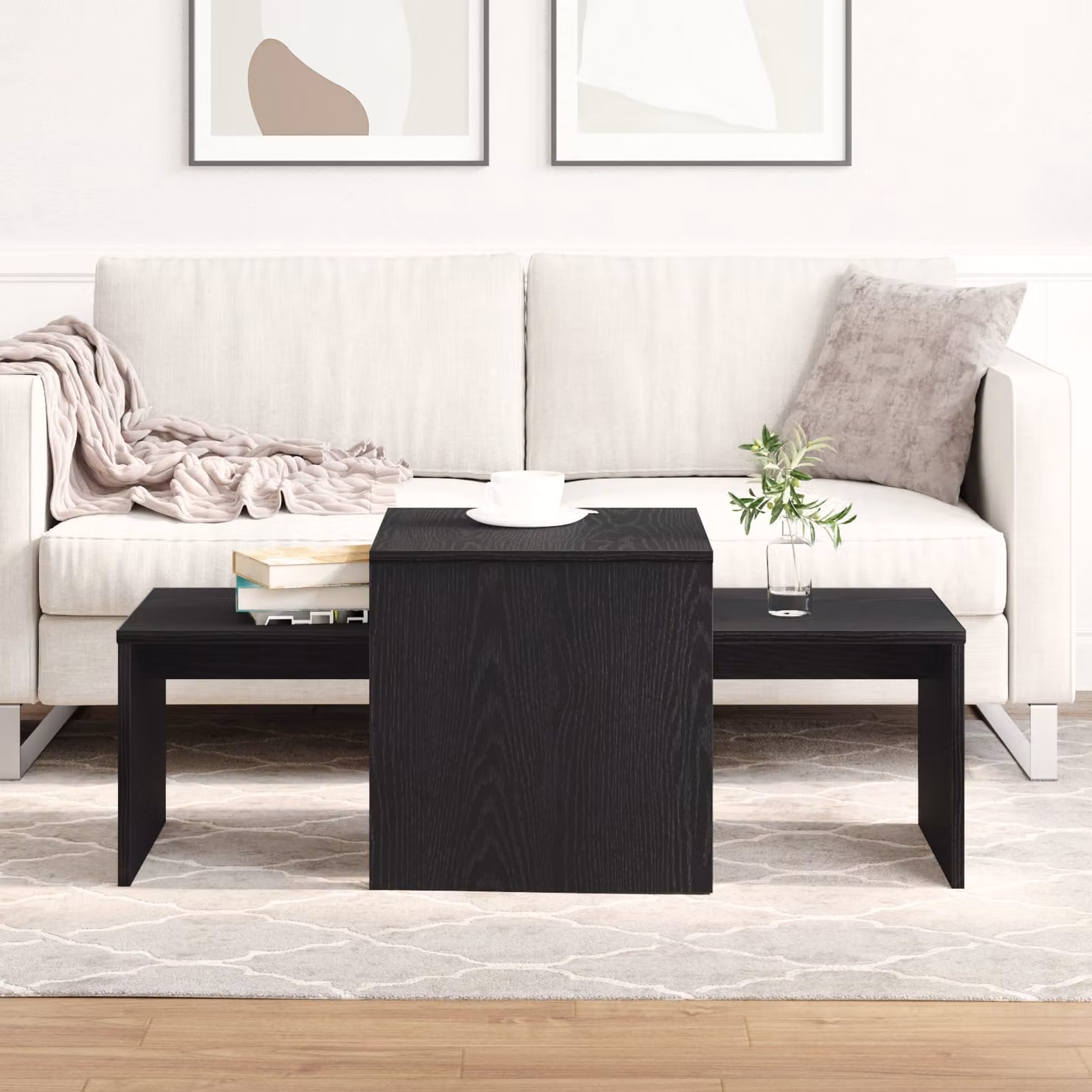 Maison Exclusive - Set di tavolini effetto rovere nero 100 x 48 x 40 cm Materiale ligneo