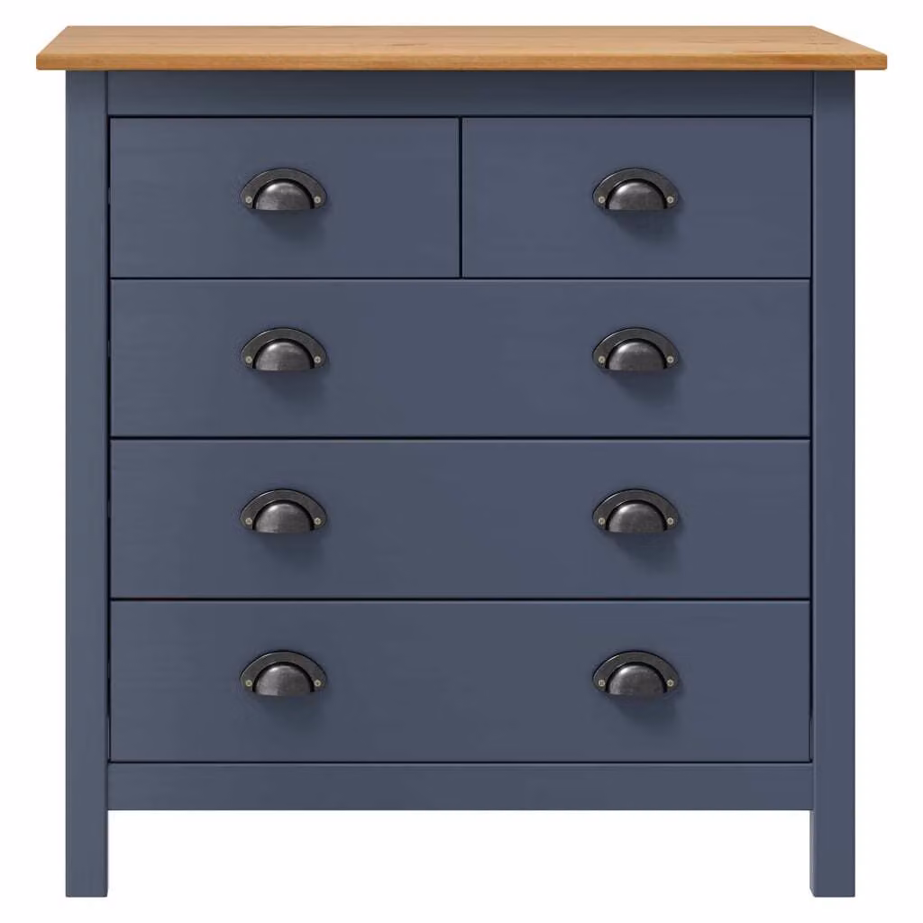 vidaXL Credenza Hill Grey 79x40x80 cm in legno di pino massiccio