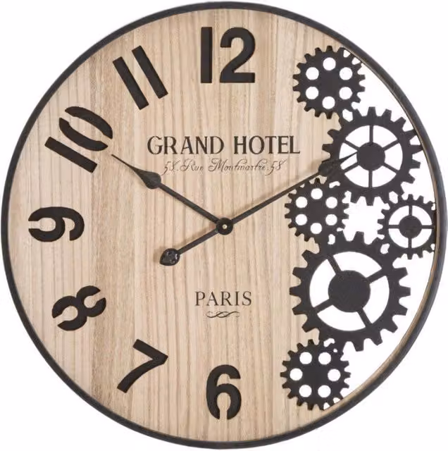Orologio da muro analogico Mauro Ferretti stile industriale in metallo e legno, Diametro: 60 cm, Spessore: 4,5 cm – 1