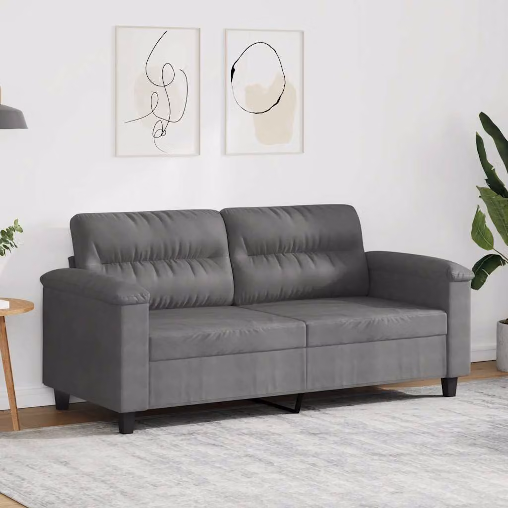 vidaXL Divano Moderno Grigio in Microfibra con Struttura in Metallo per Soggiorno