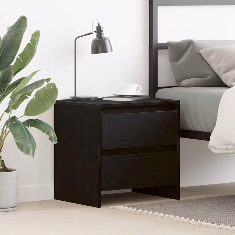 vidaXL Armadio da Notte in MDF Stile Rustico Colore Rovere e Nero L/P/H: 45 x 34 x 44,5 cm