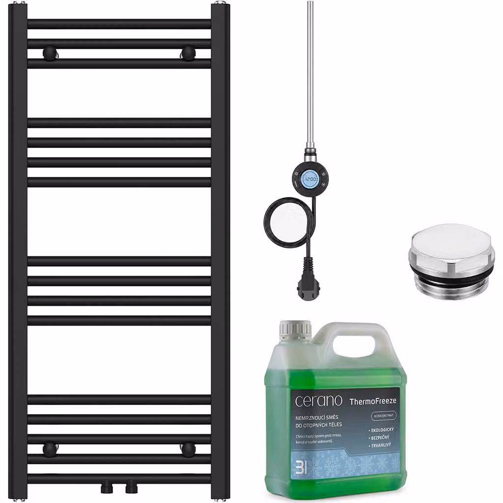 Kit radiatore elettrico da bagno Benito - Wi-Fi - 300W - nero opaco - 1000x450 mm
