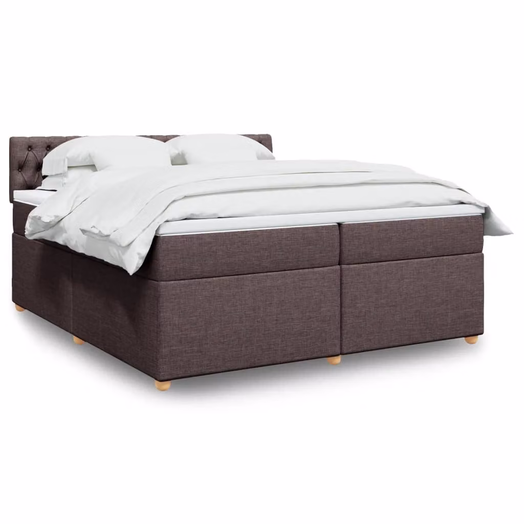 vidaXL Giroletto a Molle Ibrido con Materasso in Tessuto Marrone e Bianco L/P: 200 x 200 cm