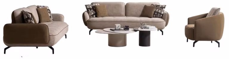 Exklusive Beige Wohnzimmer Couchgarnitur Stilvolle Couchtische 5tlg