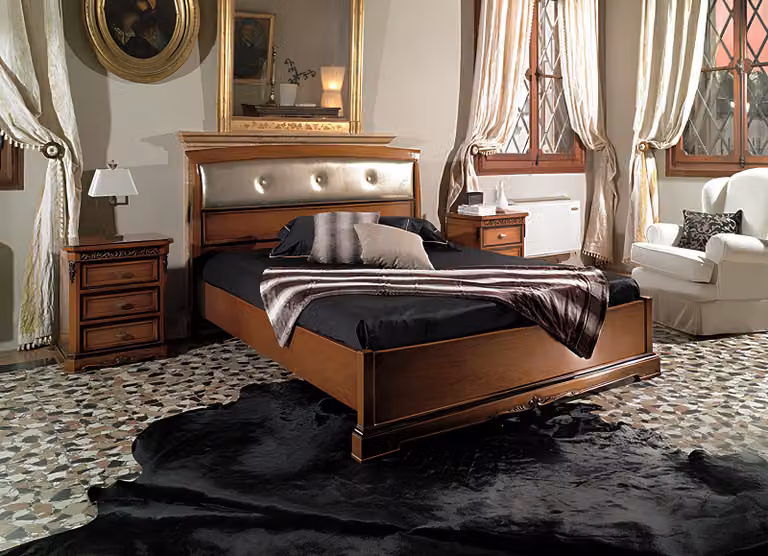Bett Doppelbett Vaccari cav giovanni Massivholz Schlafzimmer Design Möbel