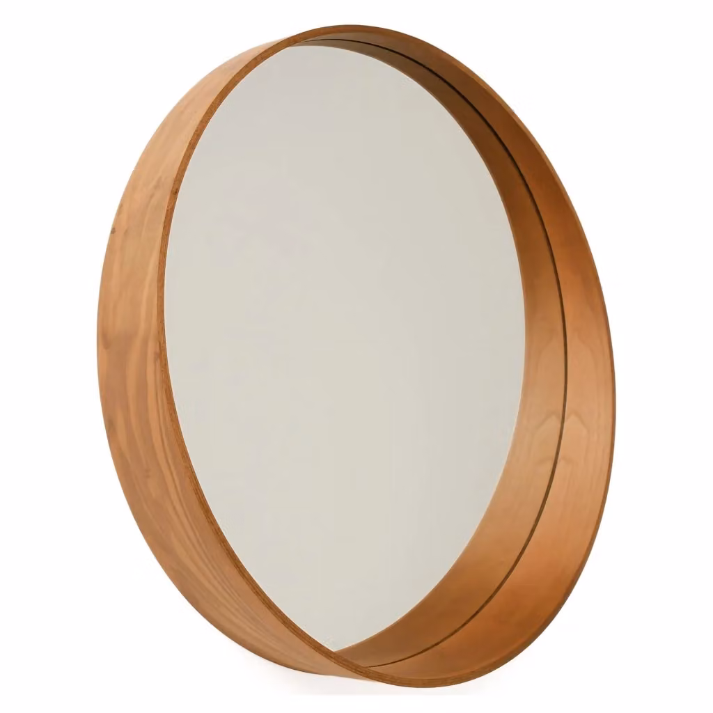 Specchio rotondo Telve moderno in legno marrone, Diametro: 60 cm – 2
