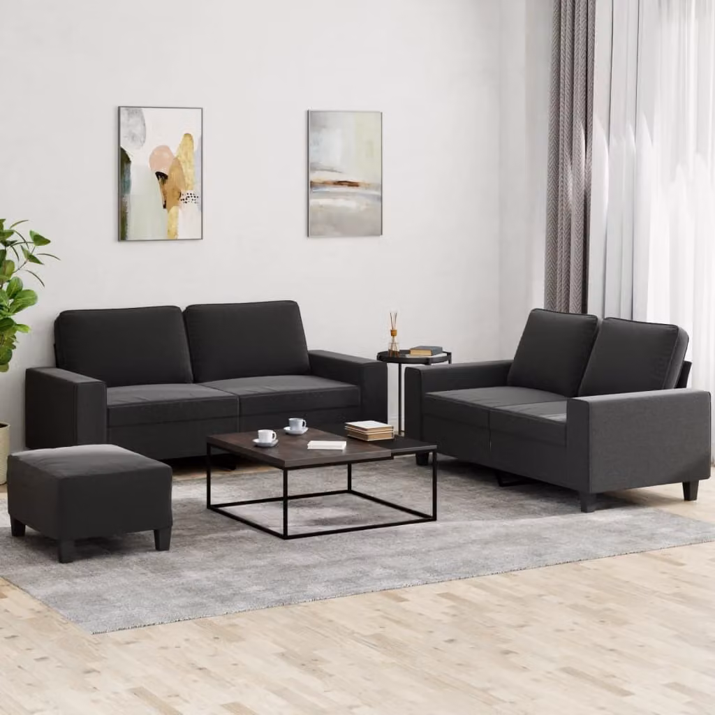 Maison Exclusive - Set divano 3 pezzi in tessuto nero