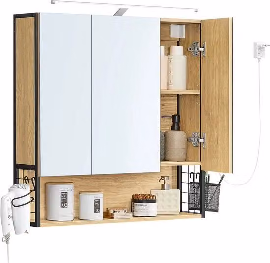 Cassa da bagno - illuminazione LED - compacta soluzione di archiviazione - 14,5 x 70 x 70 cm