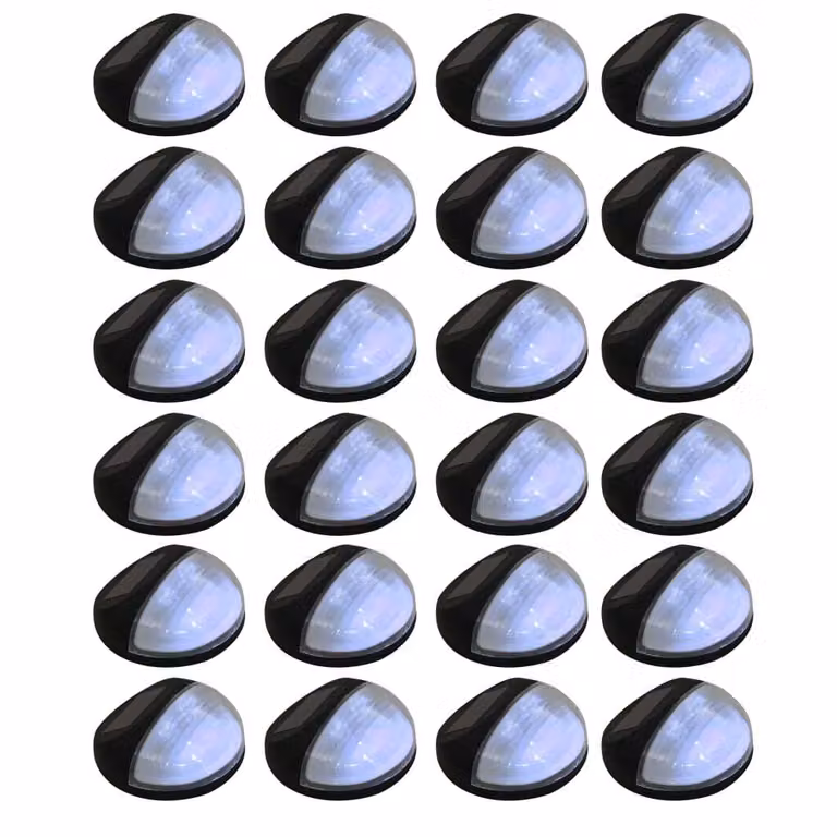The Living Store Luci solari da esterno per parete LED 24 pz. Rotondo Nero