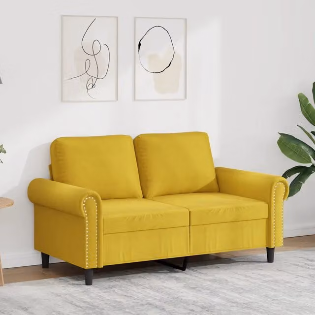 Divano a 2 Posti-Sofa 2 Posti giallo 120 cm in Velluto 363379