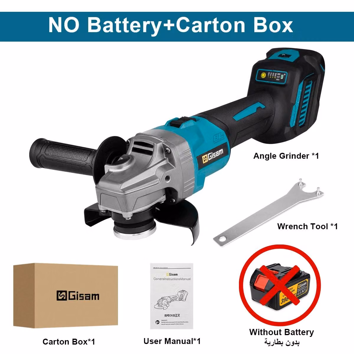 Smerigliatrice angolare – Motore brushless – Batteria 18V – Disco da 125 mm – Controllo della velocità a 7 livelli – Senza batteria e caricabatterie