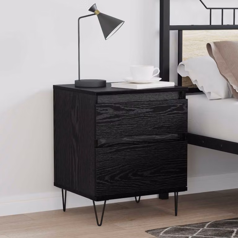 Armadietto per letto vidaXL in Rovere Nero, L 40 cm x P 35 cm x H 50 cm