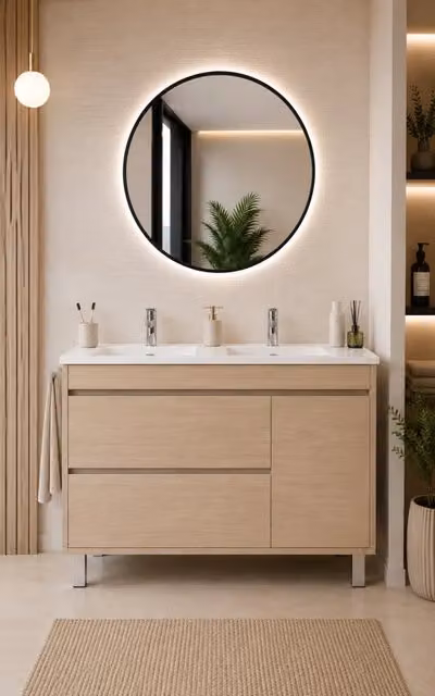 Mobile bagno con lavabo ORIGENBATH CAPRERA senza specchio 120x45 cm doppio lavabo estepa
