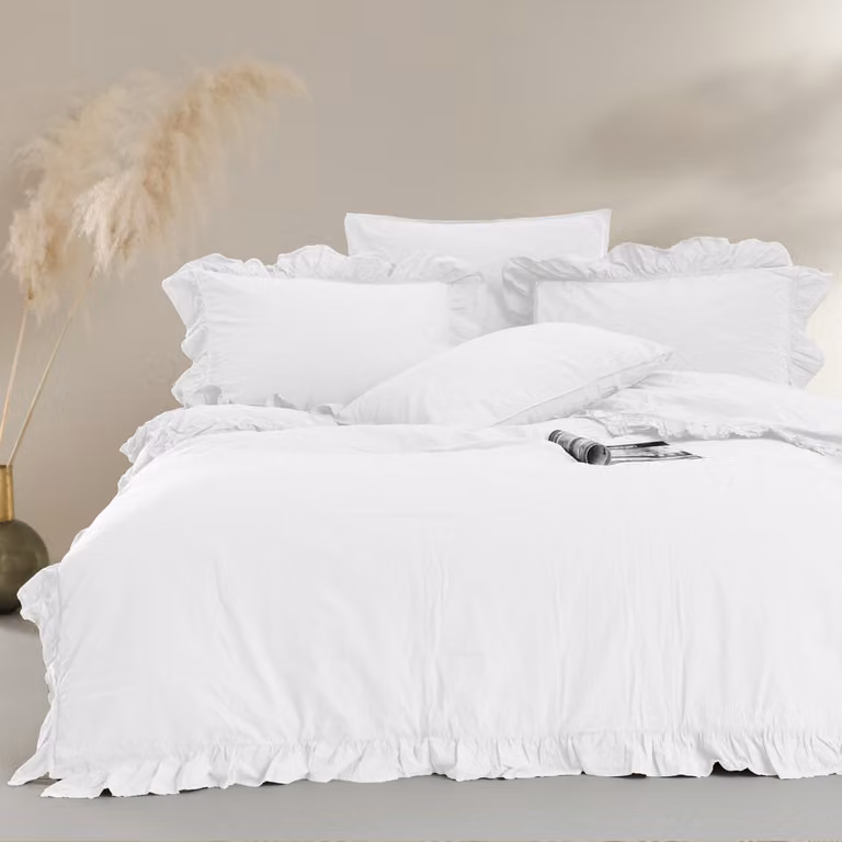 Biancheria da letto in cotone BIANCO OTTICO/160x200(P) LAVATO A PIETRA