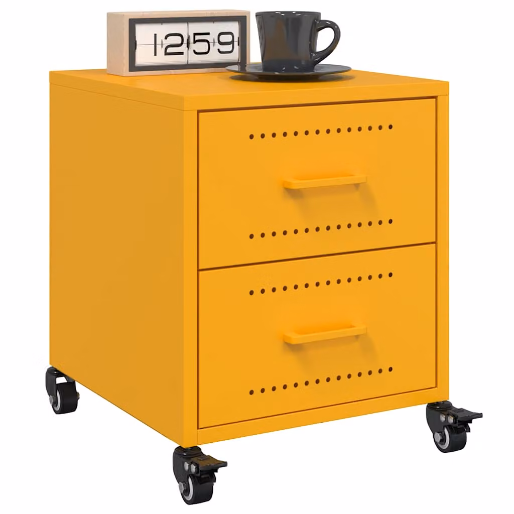 Set di 2 comodini vidaXL in metallo giallo lucido, L/P/H: 36 x 39 x 43,5 cm