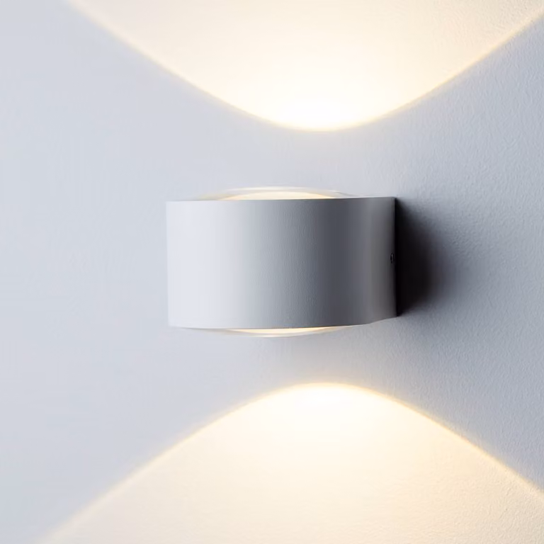 LOOM DESIGN Frey Applique a LED IP65 2x6W bianco, Bianco / Opale, Alluminio, Moderno, Applique