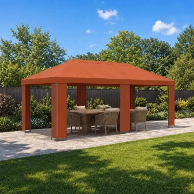 Gazebo da giardino 6 x 3 m Terracotta Poliestere e Acciaio 3376010