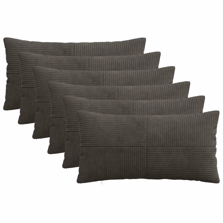 Set di 6 federe vidaXL ALMELO in velluto a coste, colore antracite, L 40 cm x P 80 cm