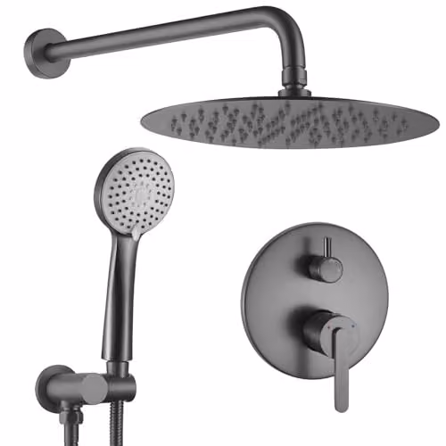 Rea - Ontario Set Doccia Da Incasso Titanio, Sistema Doccia In Ottone Per Bagno 32 X 17 X 32 cm