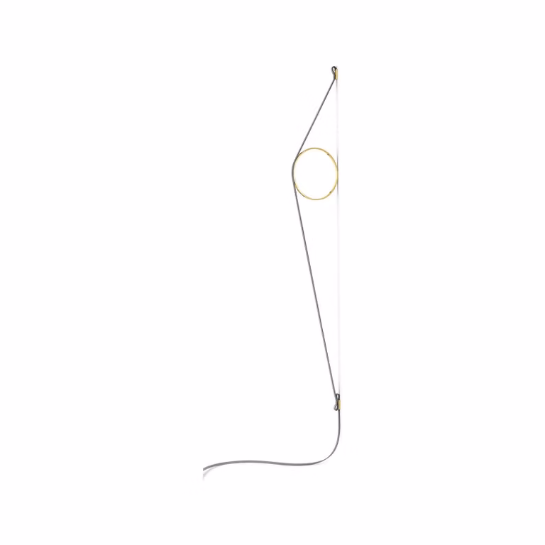 Flos - Wirering Grey - Lampada da parete o soffitto - Cavo Grigio/Anello Oro
