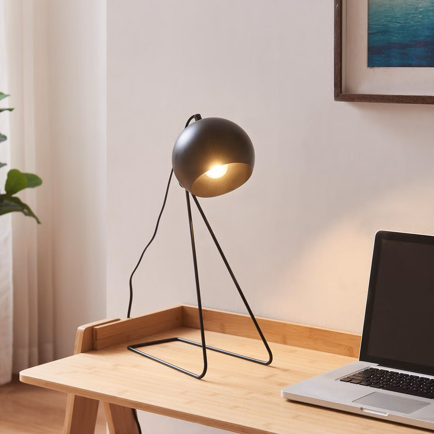 Lampada da tavolo 'Oldibro' sfera in metallo 45 x 28 x 15 cm nero