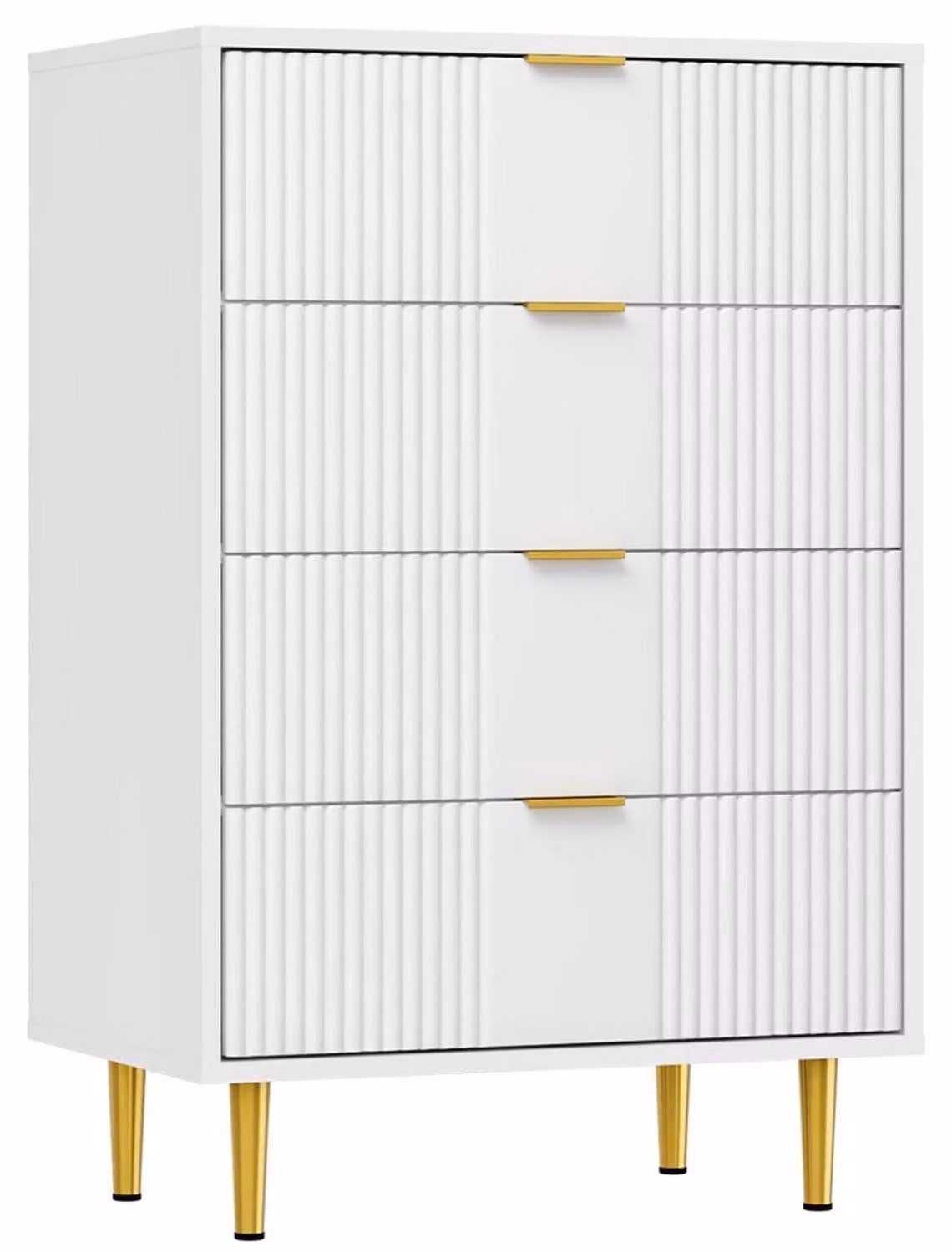 Comodino con 4 cassetti, dimensioni 60 x 40 x 94 cm, colore bianco