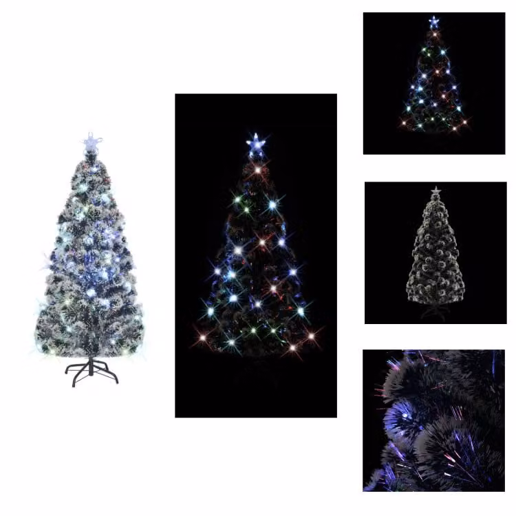 albero di Natale vidaXL con luci e supporto 150 cm in fibra di vetro - Alberi di Natale
