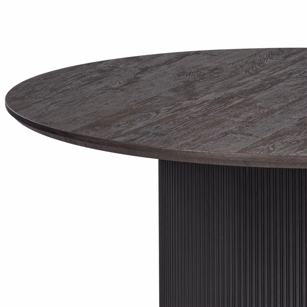 Tavolo da pranzo rotondo Beliani con piano in MDF nero e base a colonna centrale, Diametro: 120 cm, Altezza: 75 cm – 2
