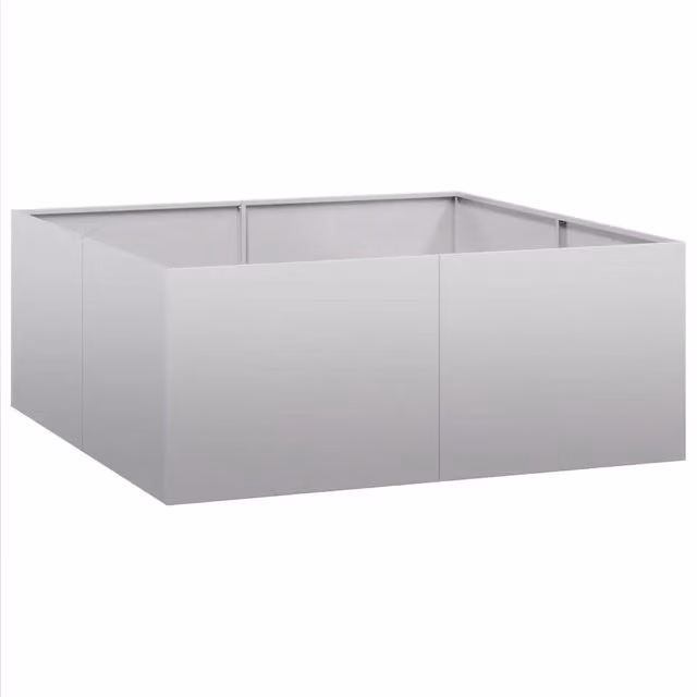 Fioriera moderna HELLOSHOP26 in acciaio zincato grigio per giardino e balcone L/P/H: 100 x 100 x 40 cm