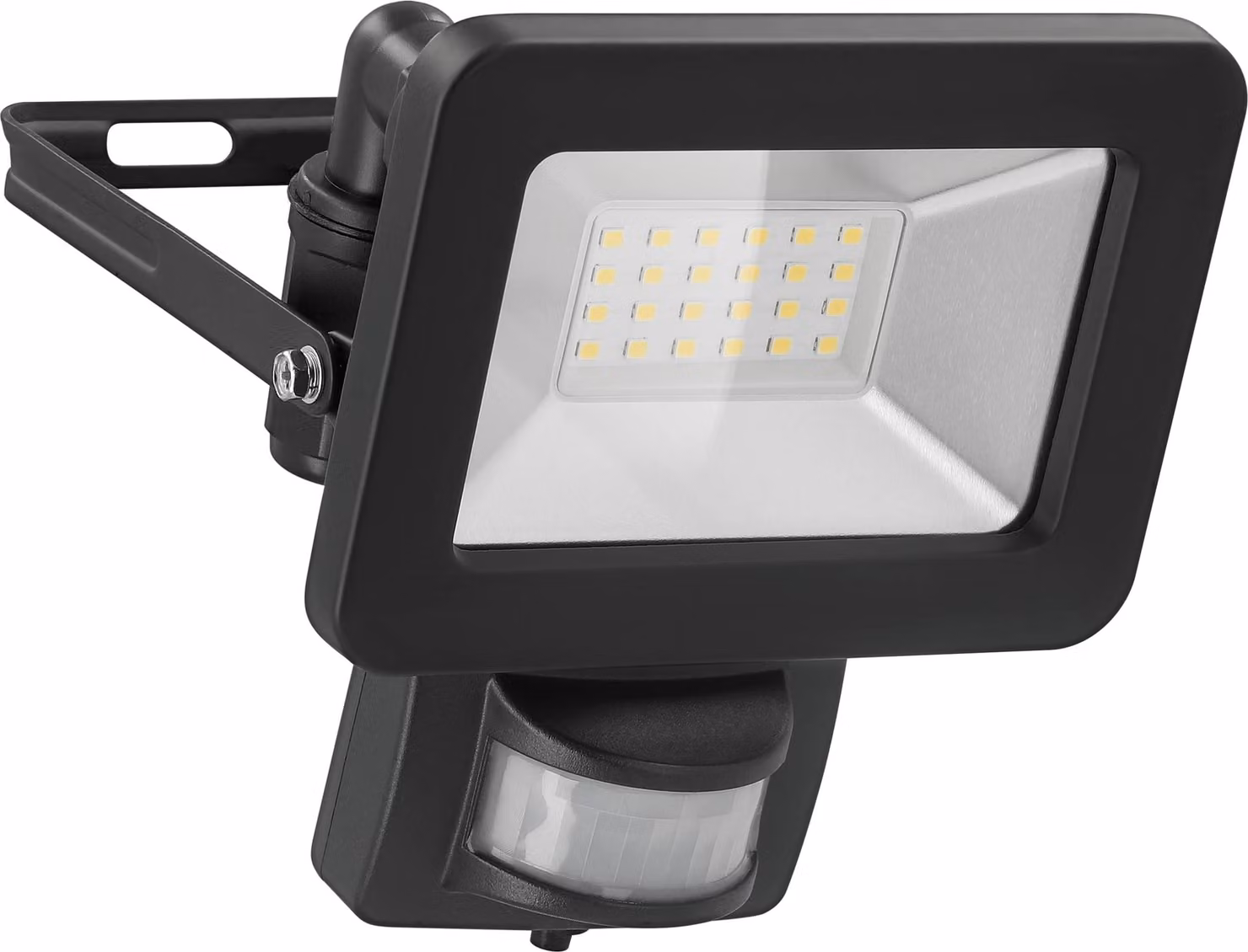 goobay Faretto LED per esterni, 20 W, con rilevatore di movimento con 1700 lm, luce bianca neutra 4000 K, sensore PIR e pressacavo M16 nero