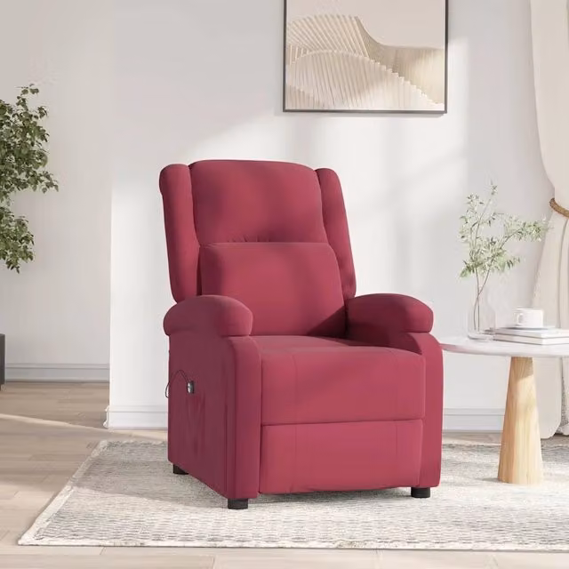 Poltrona Elettrica Reclinabile-Divano Sedia Rosso Vino in Tessuto 898861