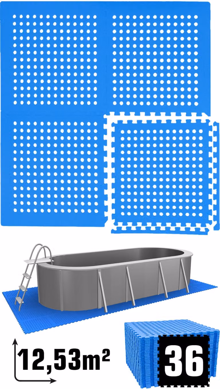 12,5 m² di sottofondo per piscina - 36 tappetini EVA 62x62 - set di sottofondi per piscina