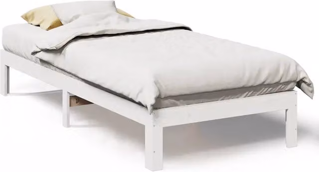 Letto singolo per adulti in legno massello di pino bianco con doghe fisse L/P/H: 200 x 90 x 30 cm