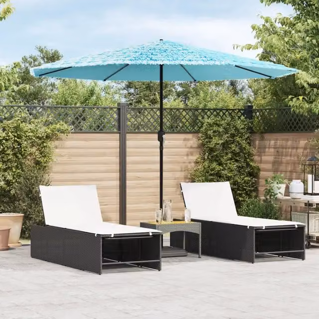 Ombrellone Giardino-Ombrello da Balcone con Palo in Acciaio Blu 324x324x247 cm
