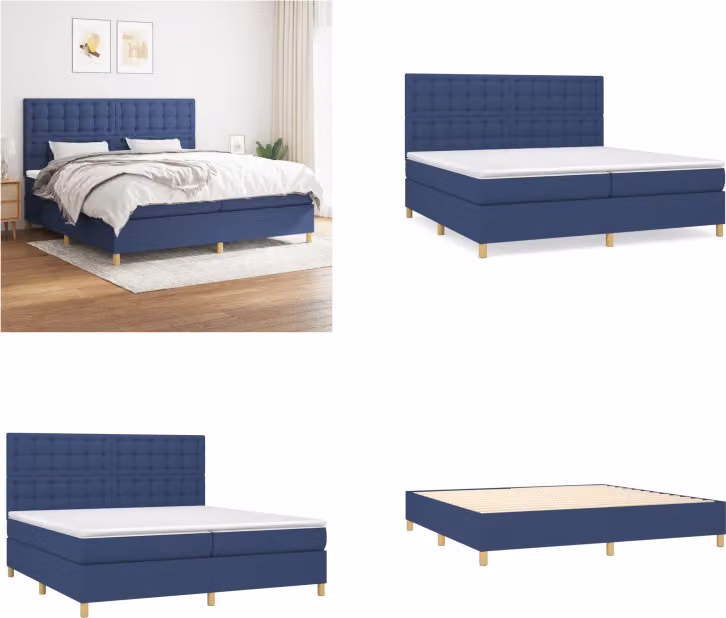 vidaXL Letto a molle con materasso in tessuto blu 200x200 cm - Letto a molle - Boxspringbetten - Bett - Schlafzimmermöbel