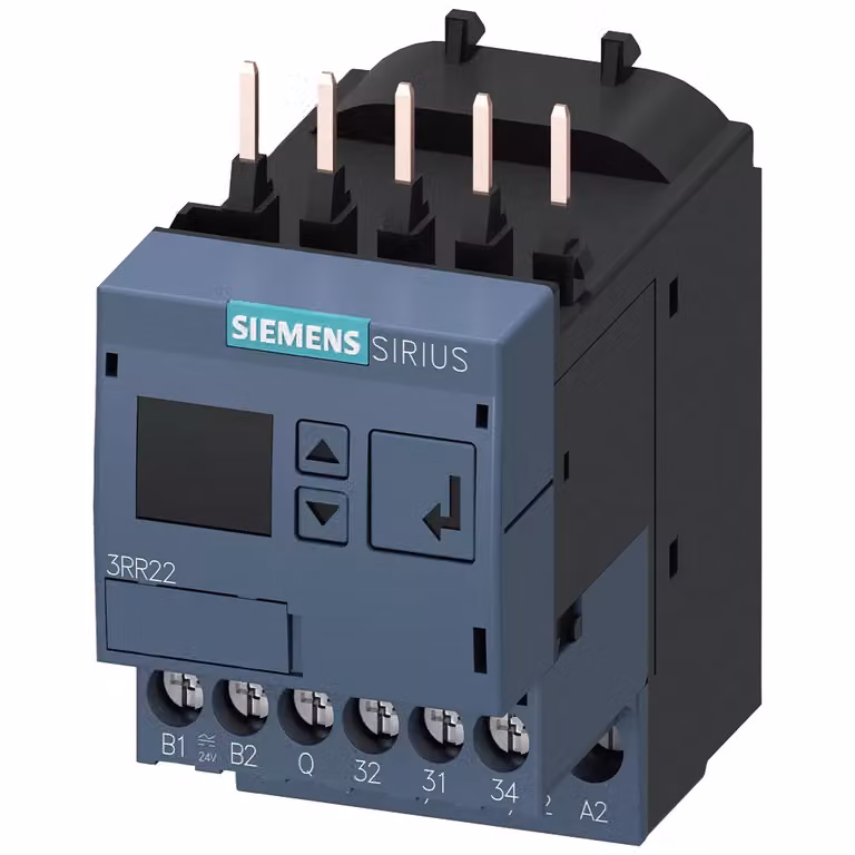 Relè di monitoraggio Siemens montabile su contattore 3RT2, serie S00 Standard, 1,6-16 A 3RR22411FA30