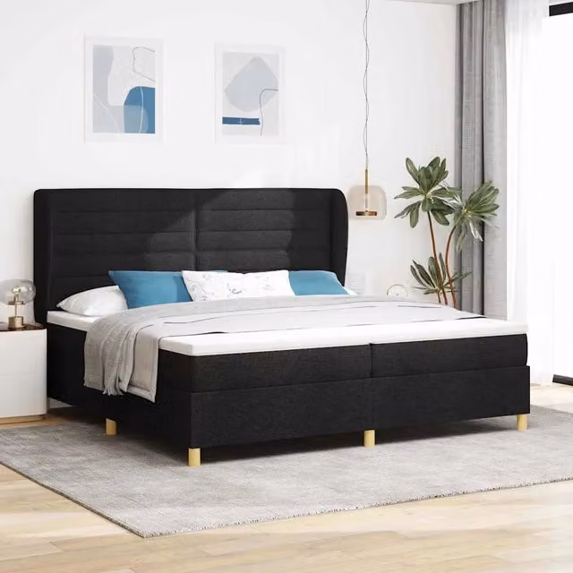 Letto a molle con materasso Nero 200 x 200 cm Tessuto 3340713