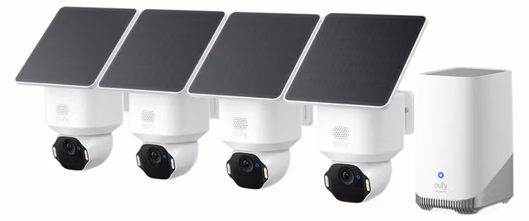 Eufy SoloCam E42 + HomeBase S380, Telecamera di sicurezza IP, Interno ed esterno, Wireless, Soffitto/parete, Bianco, Sfera (forma)