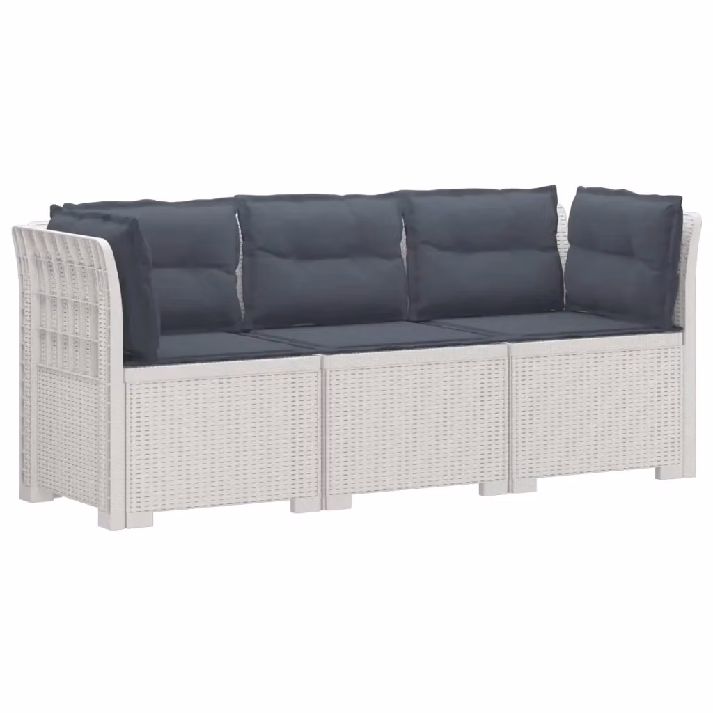 Divano da esterno a L con cuscini DESIGN IN in look rattan bianco per giardino e terrazzo – 2