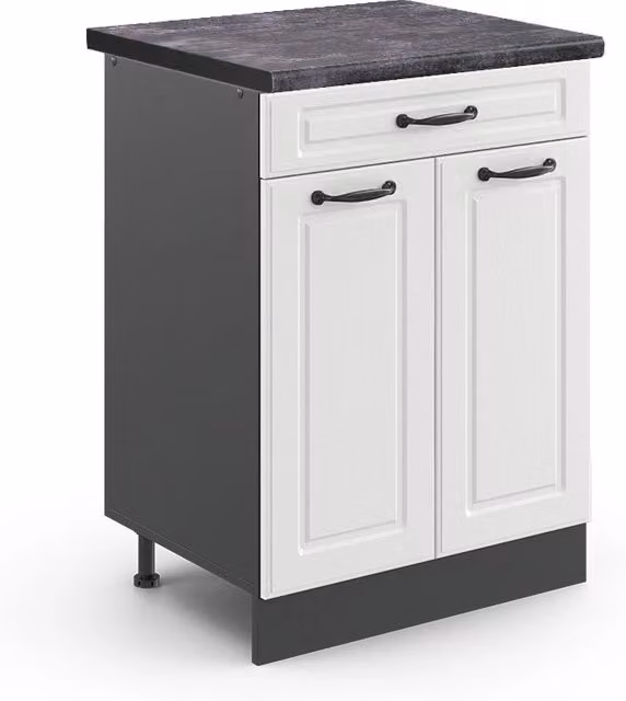 Mobiletto base per cucina R-Line Bianco rustico/Antracite 60 cm, PL Antracite Vicco