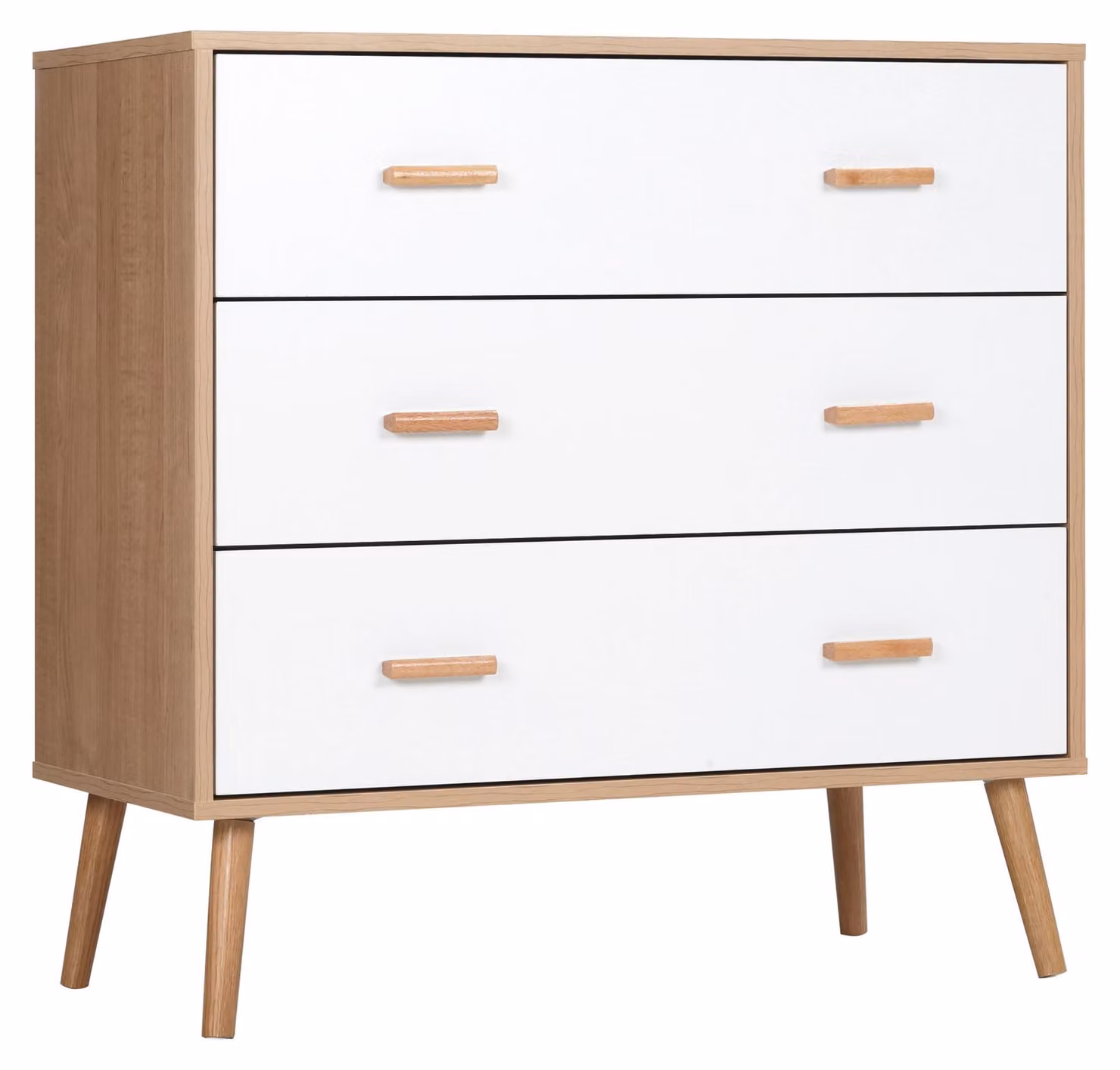 Cassettiera 3 Cassetti 80x39x80 cm Bianco e color Legno