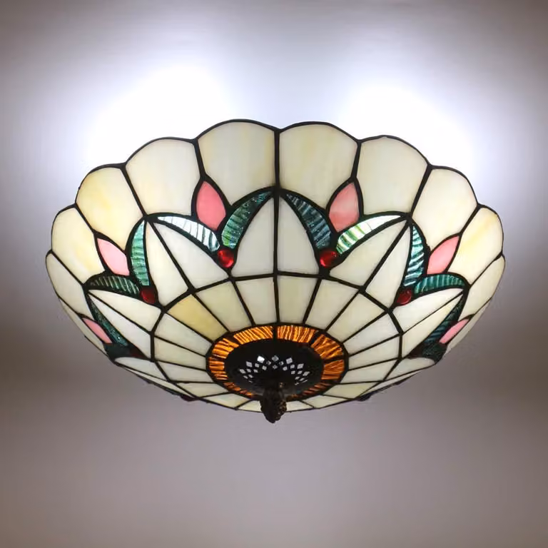 Plafoniera Tiffany vetro colorato - Lampada a soffitto - 30 cm - Attacco E27 - Vetro a piombo