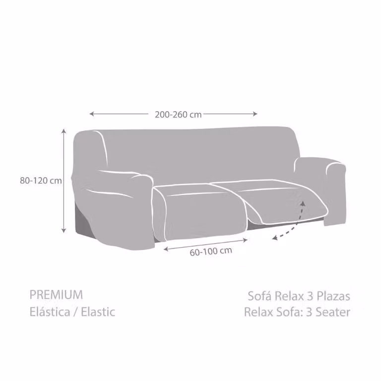 Copridivano Jaz per 2 posti recliner beige con tessuto elasticizzato lavabile