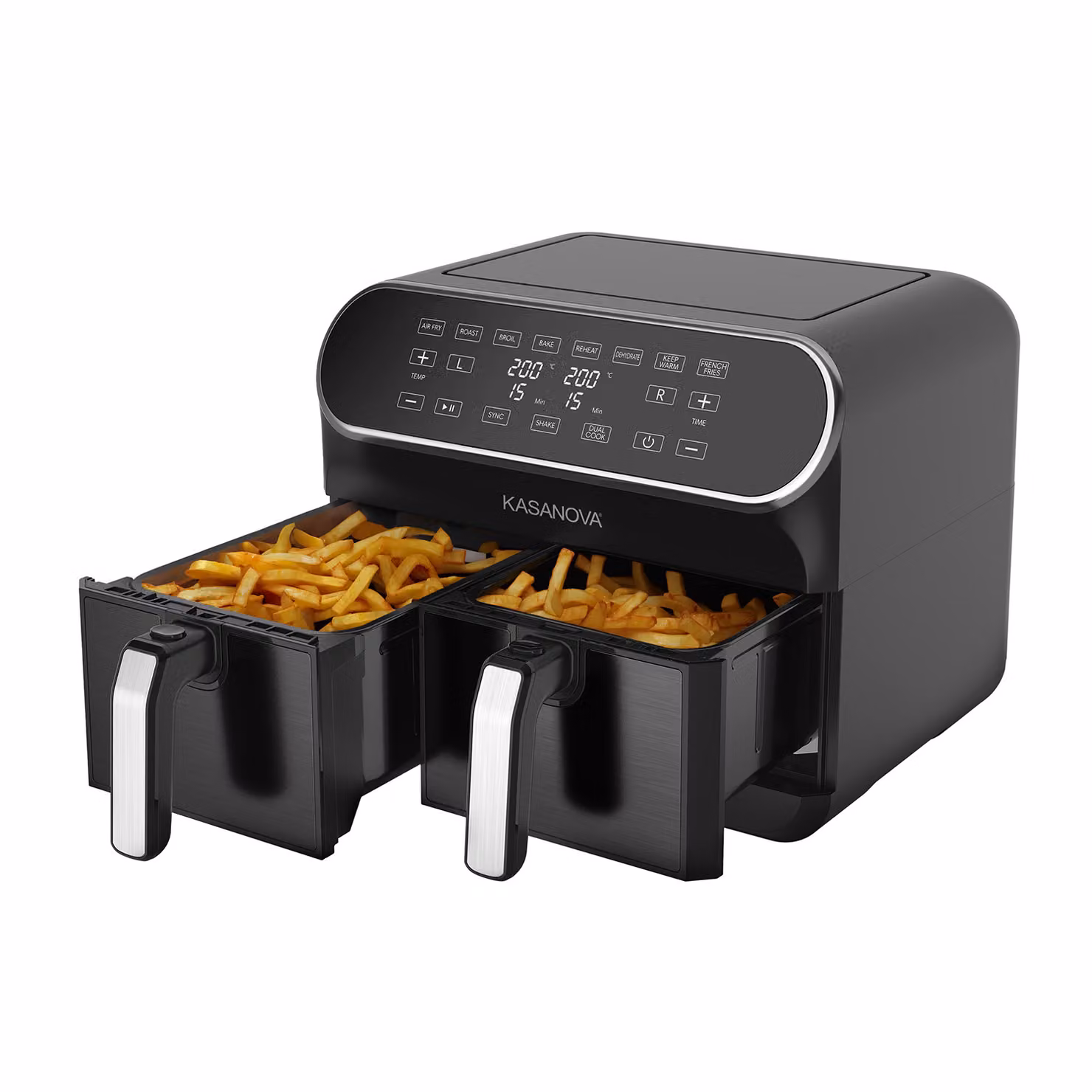 Friggitrice ad aria KASANOVA con doppio cestello, tecnologia dual zone, display digitale, 1700 W, nera – 2