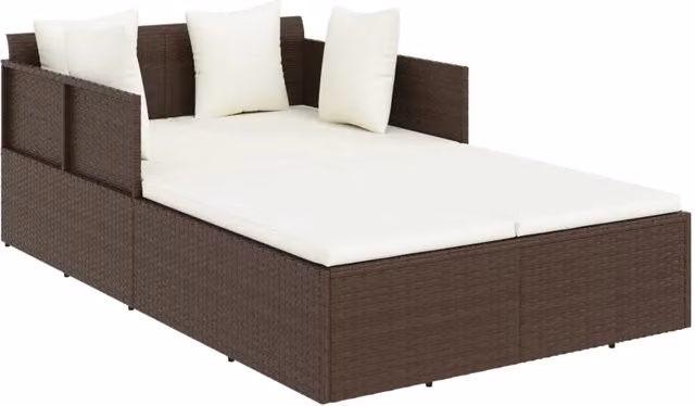 Lettino con Cuscini Marrone 182x118x63 cm in Polyrattan CFW2066091