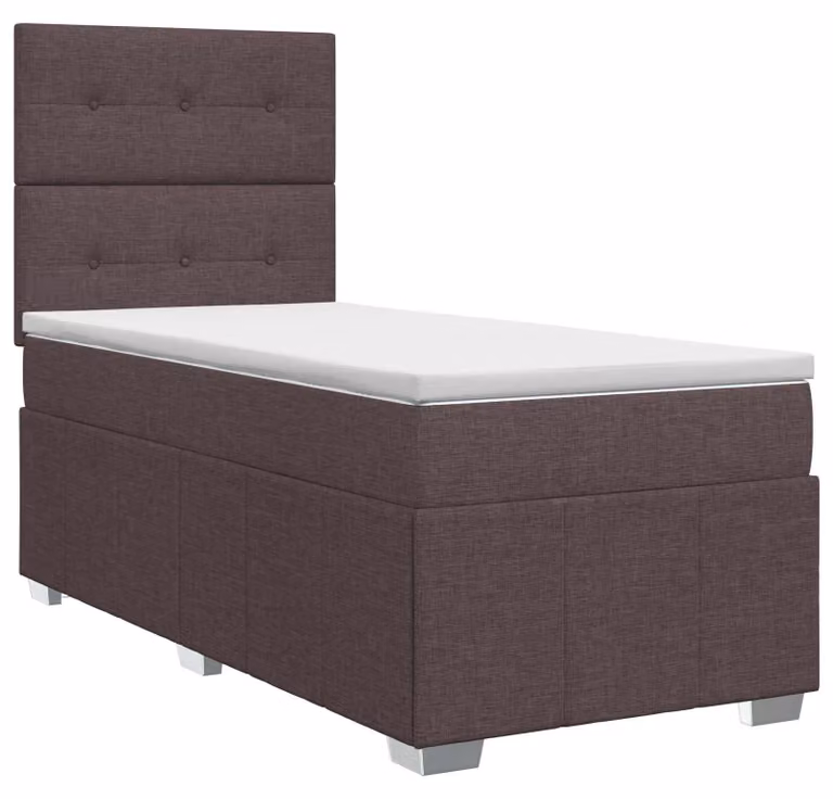 Letto a molle con materasso marrone scuro 100 x 200 cm in tessuto