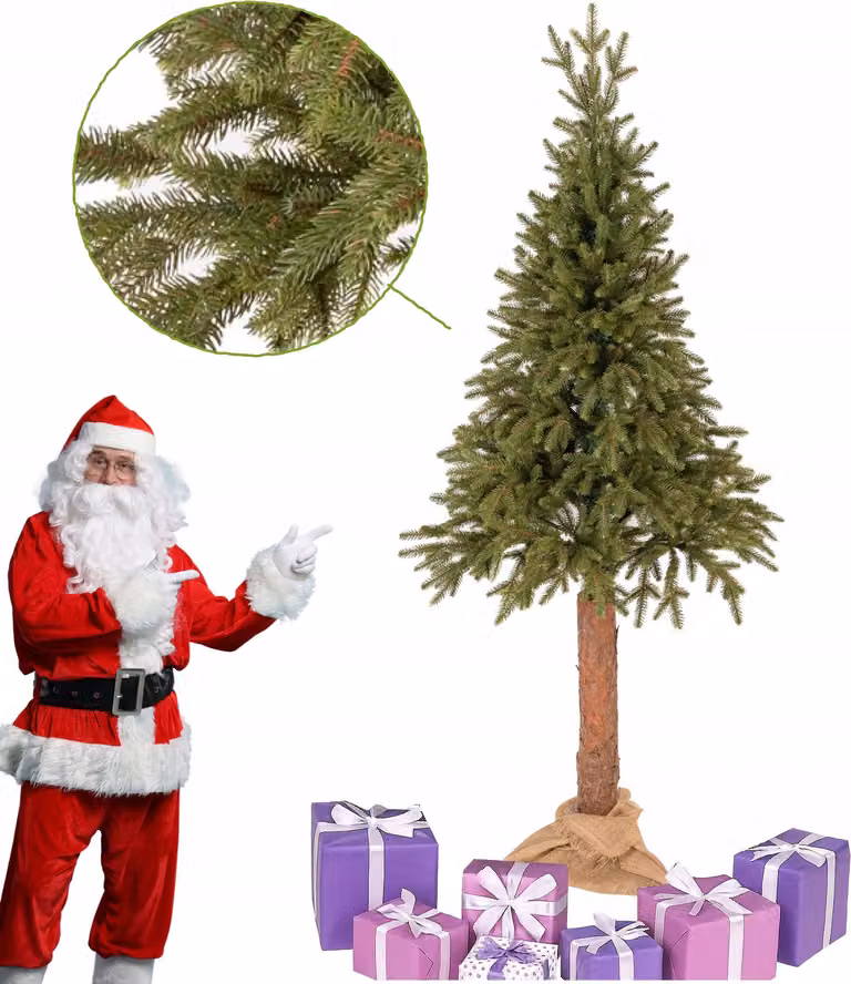 Albero di Natale artificiale, abete rosso su tronco, 180 cm, realistico, 100 % denso, reale